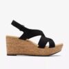 Sandales compensées Rose Style en nubuck noir pour femme Sandales compensées Rose Style en nubuck noir pour femme