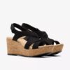 Sandales compensées Rose Style en nubuck noir pour femme Sandales compensées Rose Style en nubuck noir pour femme