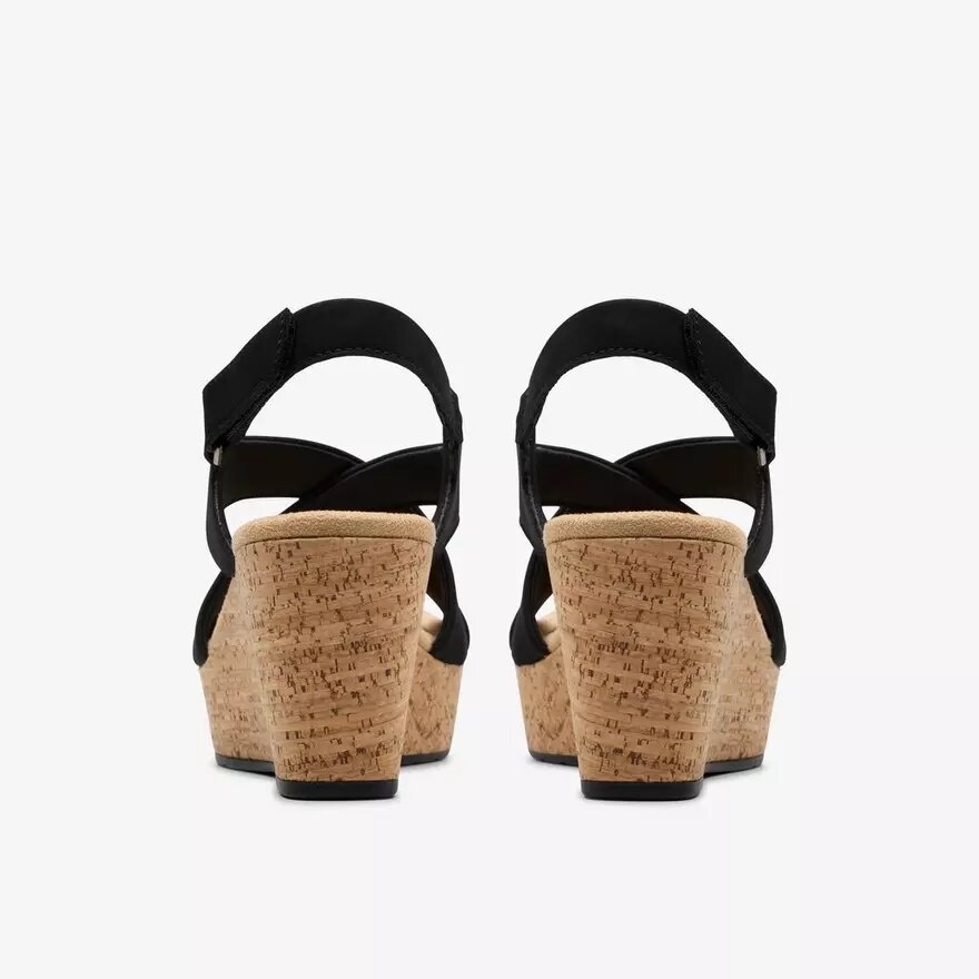 Sandales compensées Rose Style en nubuck noir pour femme Sandales compensées Rose Style en nubuck noir pour femme