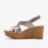 Sandales compensées Rose Style pour femme, couleur taupe métallisé Sandales compensées Rose Style pour femme, couleur taupe métallisé