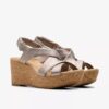 Sandales compensées Rose Style pour femme, couleur taupe métallisé Sandales compensées Rose Style pour femme, couleur taupe métallisé