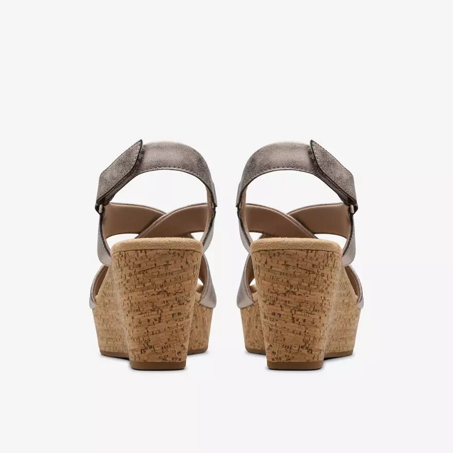 Sandales compensées Rose Style pour femme, couleur taupe métallisé Sandales compensées Rose Style pour femme, couleur taupe métallisé