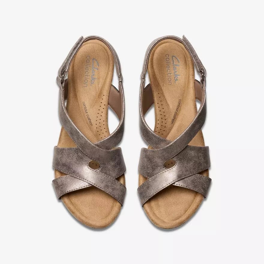 Sandales compensées Rose Style pour femme, couleur taupe métallisé Sandales compensées Rose Style pour femme, couleur taupe métallisé