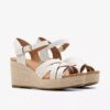 Sandales compensées Sabina à bride pour femme en cuir crème Sandales compensées Sabina à bride pour femme en cuir crème