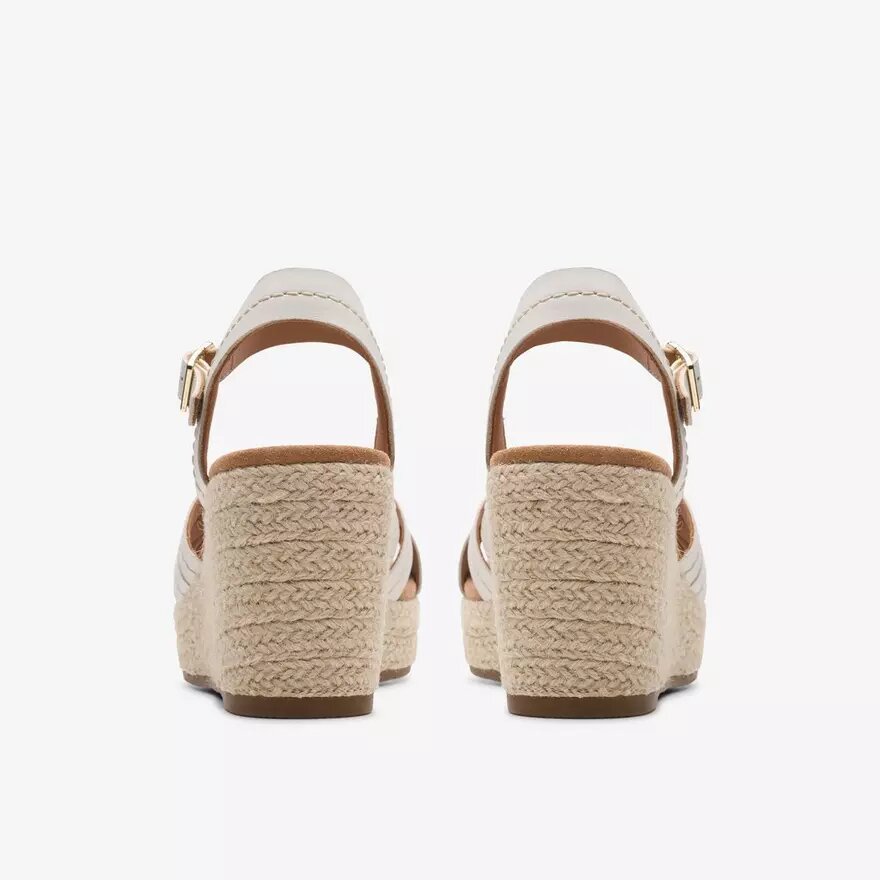Sandales compensées Sabina à bride pour femme en cuir crème Sandales compensées Sabina à bride pour femme en cuir crème