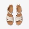 Sandales compensées Sabina à bride pour femme en cuir crème Sandales compensées Sabina à bride pour femme en cuir crème
