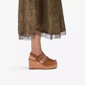 Sandales compensées Sabina Dream en daim beige pour femme