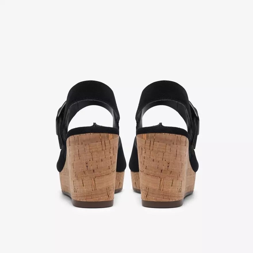 Sandales compensées Sabina Dream en daim noir pour femme Sandales compensées Sabina Dream en daim noir pour femme