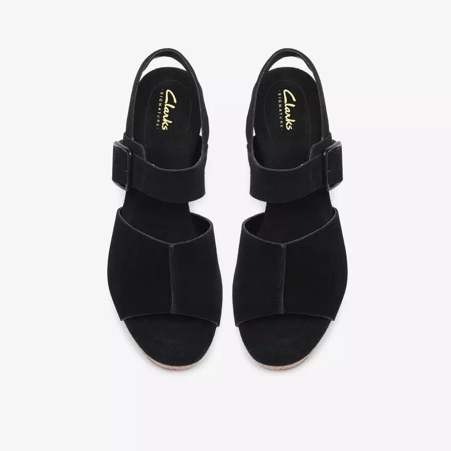 Sandales compensées Sabina Dream en daim noir pour femme Sandales compensées Sabina Dream en daim noir pour femme