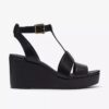 Sandales compensées Sabina Hope en cuir noir pour femme Sandales compensées Sabina Hope en cuir noir pour femme