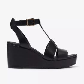 Sandales compensées Sabina Hope en cuir noir pour femme