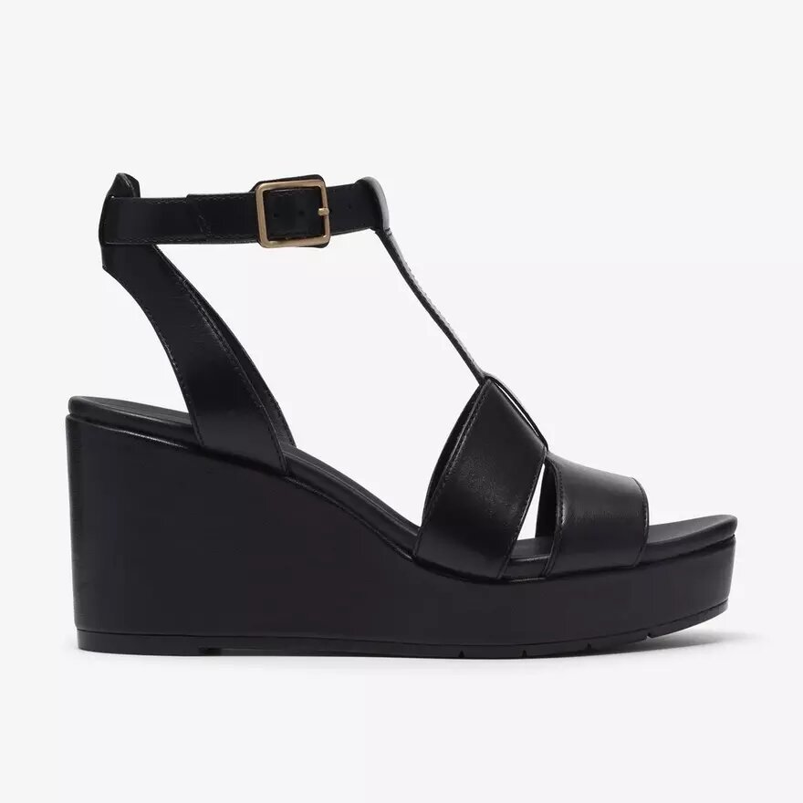Sandales compensées Sabina Hope en cuir noir pour femme Sandales compensées Sabina Hope en cuir noir pour femme