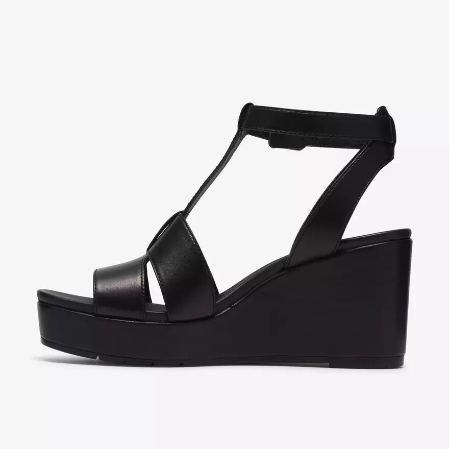 Sandales compensées Sabina Hope en cuir noir pour femme Sandales compensées Sabina Hope en cuir noir pour femme