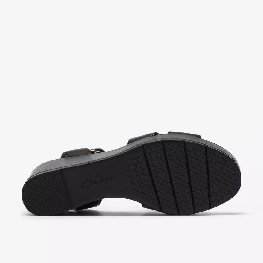 Sandales compensées Sabina Hope en cuir noir pour femme Sandales compensées Sabina Hope en cuir noir pour femme