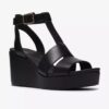 Sandales compensées Sabina Hope en cuir noir pour femme Sandales compensées Sabina Hope en cuir noir pour femme