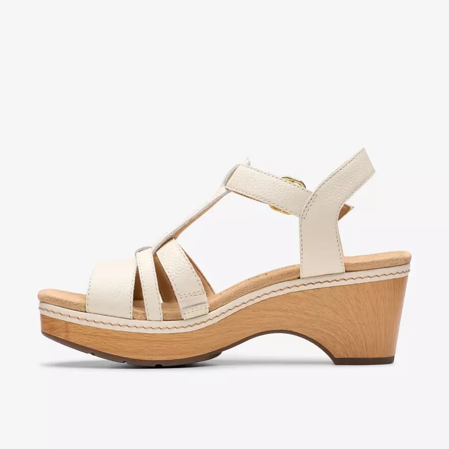 Sandales compensées Seannah Madi en cuir crème pour femme Sandales compensées Seannah Madi en cuir crème pour femme