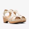 Sandales compensées Seannah Madi en cuir crème pour femme Sandales compensées Seannah Madi en cuir crème pour femme