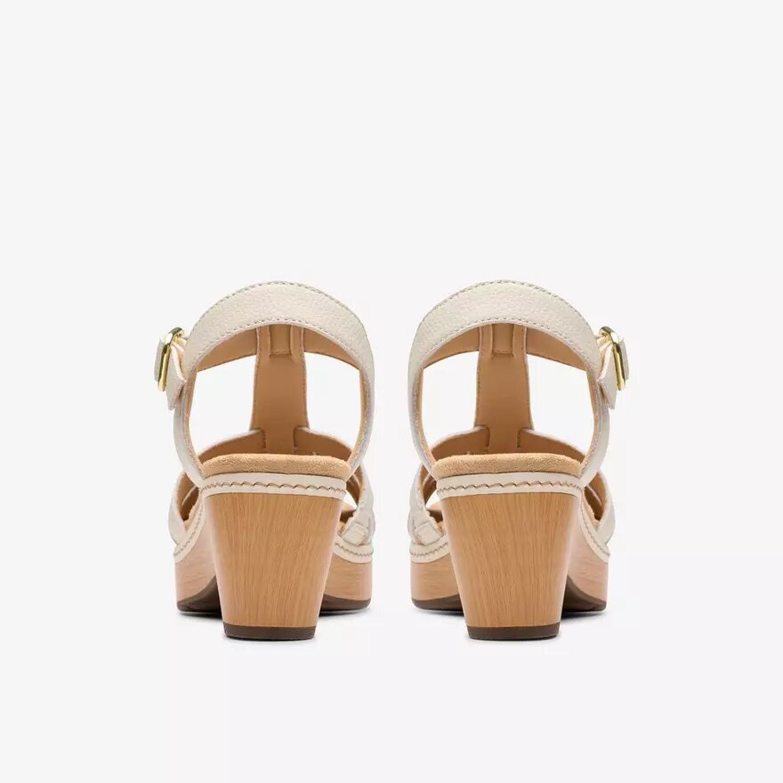 Sandales compensées Seannah Madi en cuir crème pour femme Sandales compensées Seannah Madi en cuir crème pour femme