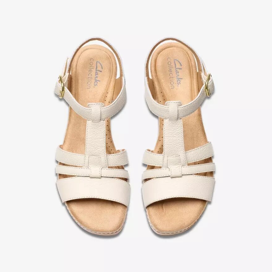 Sandales compensées Seannah Madi en cuir crème pour femme Sandales compensées Seannah Madi en cuir crème pour femme