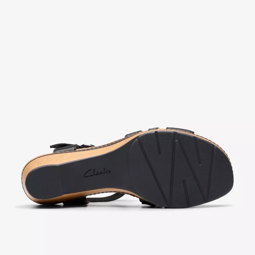 Sandales compensées Seannah Madi en cuir noir pour femme Sandales compensées Seannah Madi en cuir noir pour femme