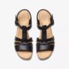 Sandales compensées Seannah Madi en cuir noir pour femme Sandales compensées Seannah Madi en cuir noir pour femme