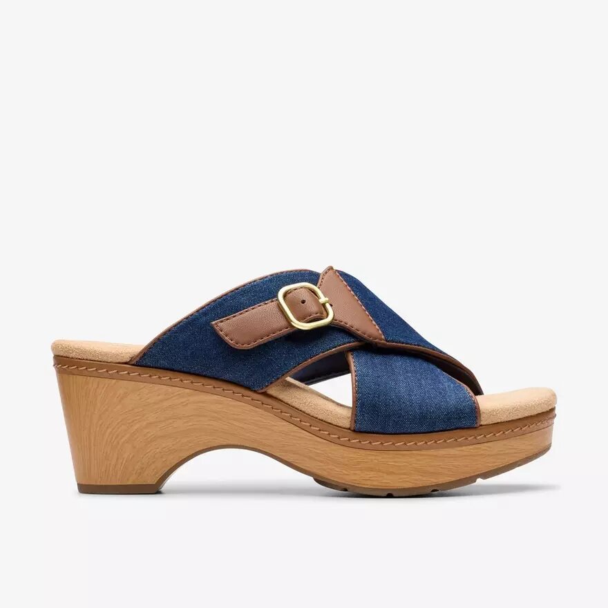 Sandales compensées Seannah Nora en denim foncé pour femme Sandales compensées Seannah Nora en denim foncé pour femme