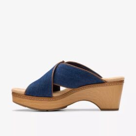 Sandales compensées Seannah Nora en denim foncé pour femme