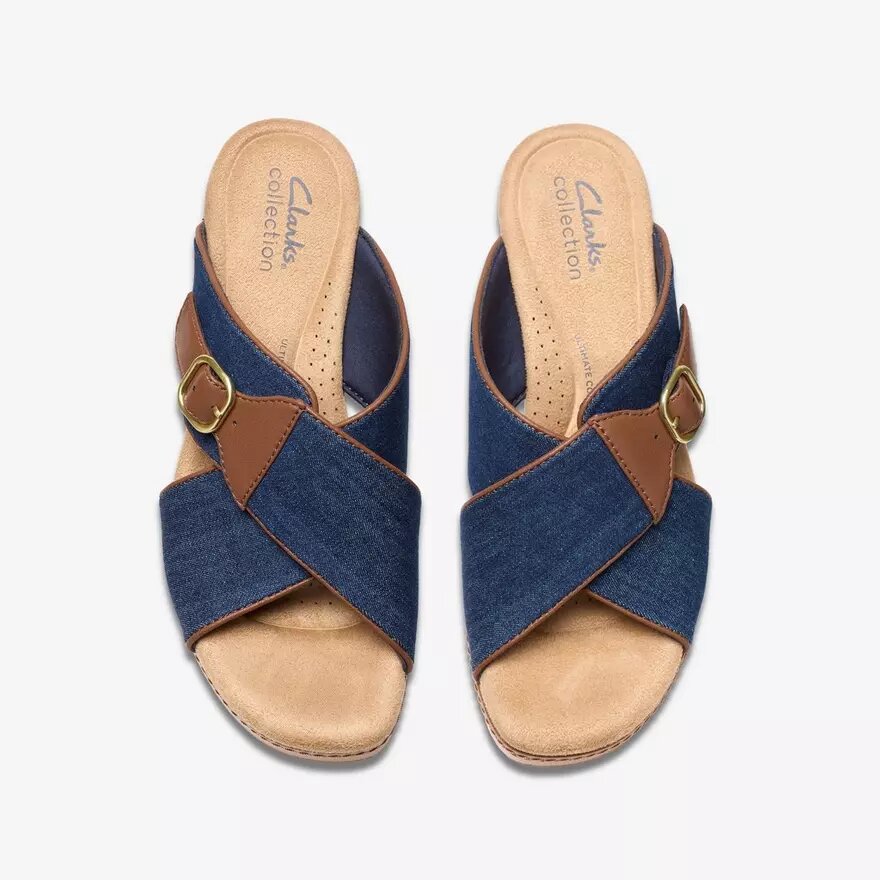 Sandales compensées Seannah Nora en denim foncé pour femme Sandales compensées Seannah Nora en denim foncé pour femme