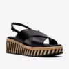 Sandales compensées Tessiah Cross2 noires pour femme