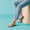 Sandales à lanières en cuir crème « Cecily Strap » pour femme Sandales à lanières en cuir crème « Cecily Strap » pour femme