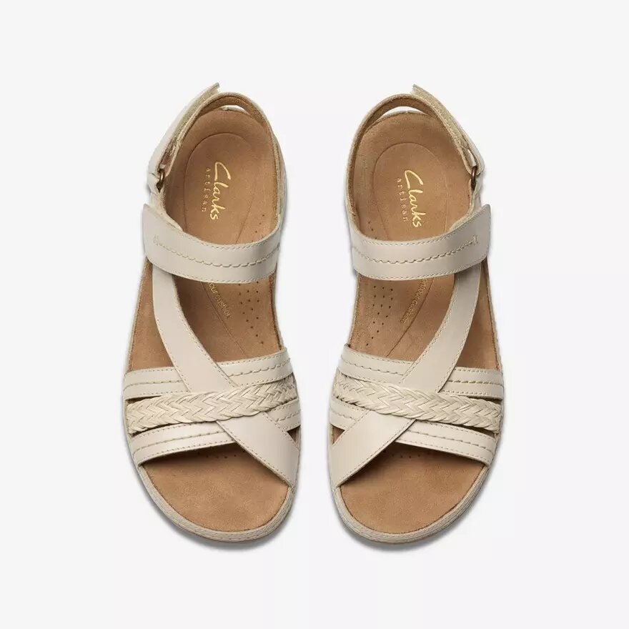 Sandales à lanières en cuir crème « Cecily Strap » pour femme Sandales à lanières en cuir crème « Cecily Strap » pour femme