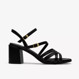 Sandales à lanières Ezoria pour femme en cuir noir