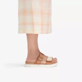 Sandales plates Arwell Step en cuir beige pour femme