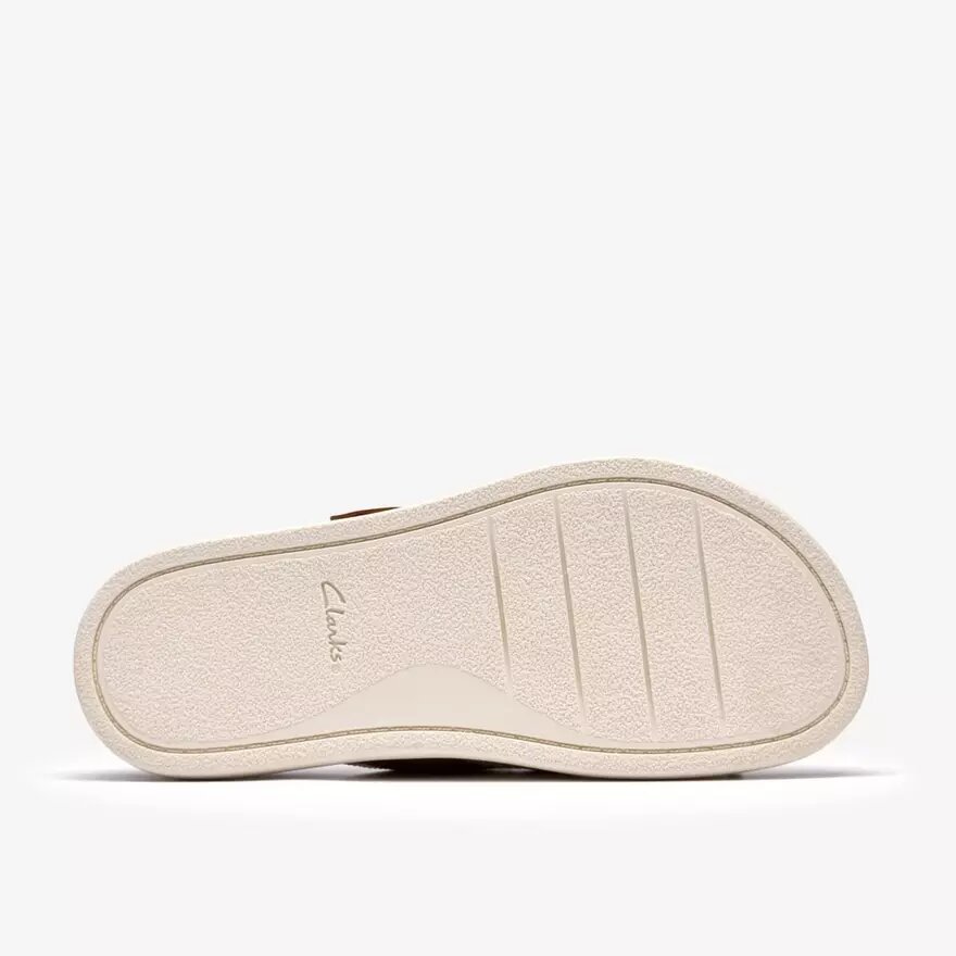 Sandales plates Arwell Step en cuir beige pour femme Sandales plates Arwell Step en cuir beige pour femme