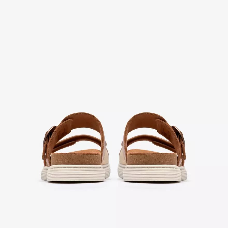 Sandales plates Arwell Step en cuir beige pour femme Sandales plates Arwell Step en cuir beige pour femme