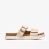 Sandales plates Arwell Step en cuir crème pour femme Sandales plates Arwell Step en cuir crème pour femme