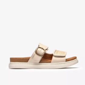 Sandales plates Arwell Step en cuir crème pour femme