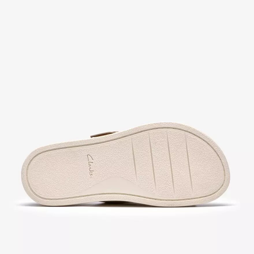 Sandales plates Arwell Step en cuir crème pour femme Sandales plates Arwell Step en cuir crème pour femme