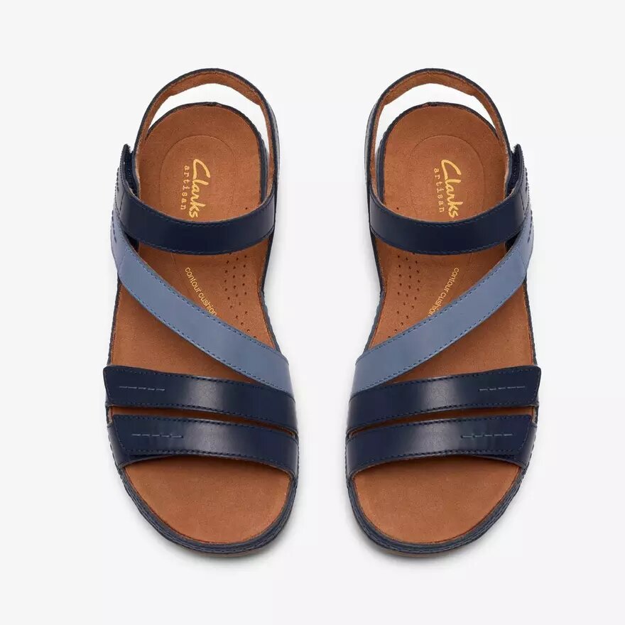 Sandales plates Cecily Mix bleues pour femme Sandales plates Cecily Mix bleues pour femme