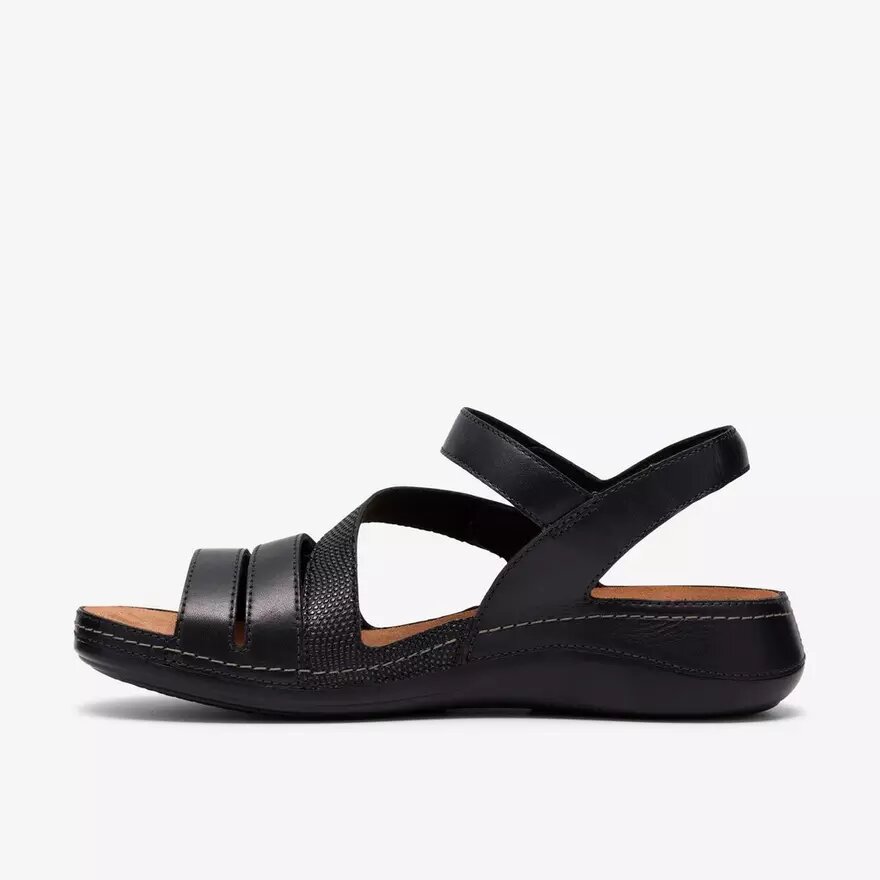 Sandales plates Cecily Mix pour femme, combinaison noire Sandales plates Cecily Mix pour femme, combinaison noire