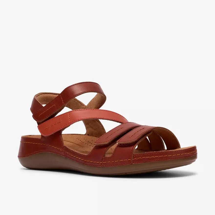 Sandales plates Cecily Mix pour femme, combinaison orange brûlé Sandales plates Cecily Mix pour femme, combinaison orange brûlé