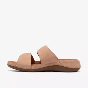 Sandales plates Cecily Step en nubuck beige pour femme
