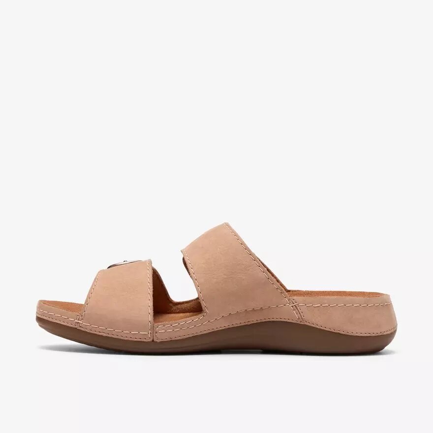 Sandales plates Cecily Step en nubuck beige pour femme Sandales plates Cecily Step en nubuck beige pour femme