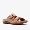 Sandales plates Cecily Step en nubuck beige pour femme Sandales plates Cecily Step en nubuck beige pour femme