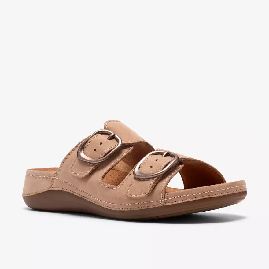 Sandales plates Cecily Step en nubuck beige pour femme Sandales plates Cecily Step en nubuck beige pour femme