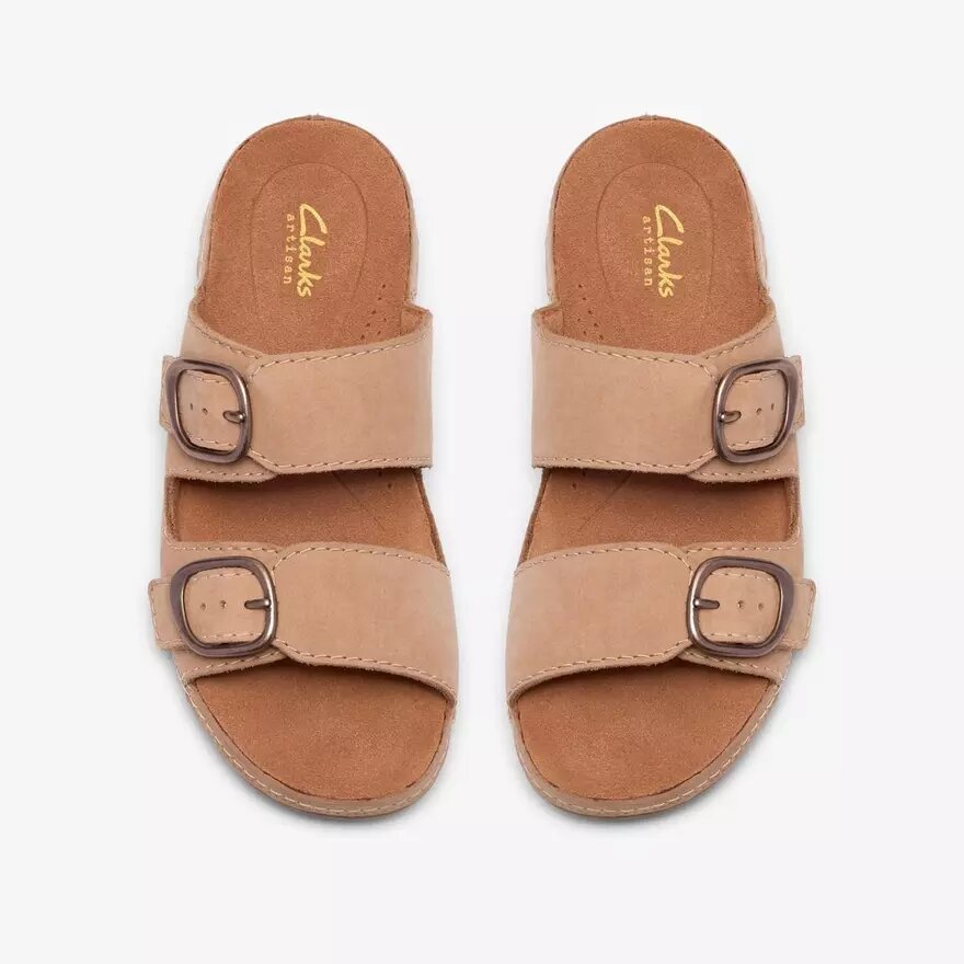 Sandales plates Cecily Step en nubuck beige pour femme Sandales plates Cecily Step en nubuck beige pour femme