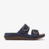 Sandales plates Cecily Step en nubuck bleu marine pour femme Sandales plates Cecily Step en nubuck bleu marine pour femme