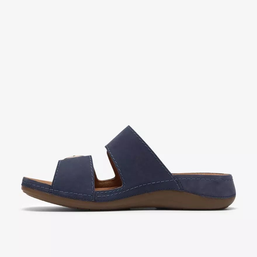 Sandales plates Cecily Step en nubuck bleu marine pour femme Sandales plates Cecily Step en nubuck bleu marine pour femme