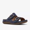 Sandales plates Cecily Step en nubuck bleu marine pour femme Sandales plates Cecily Step en nubuck bleu marine pour femme