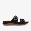 Sandales plates Cecily Step en nubuck noir pour femme Sandales plates Cecily Step en nubuck noir pour femme